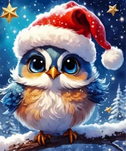 Cartoon Christmas Bird Diamond Painting