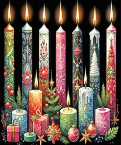 Christmas Candles Art Diamond Painting