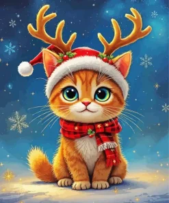 Christmas Orange Cat Diamond Painting
