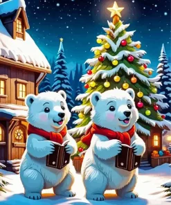 Christmas Polar Bears Diamond Painting