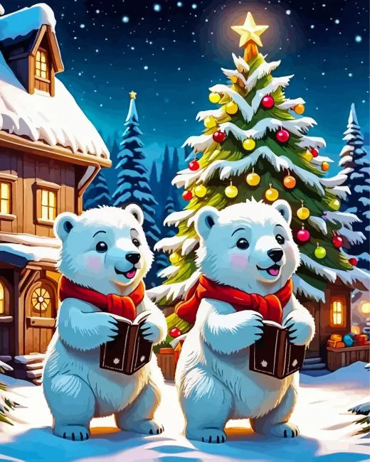 Christmas Polar bears Diamond Paintings Christmas Polar Bears Diamond Painting