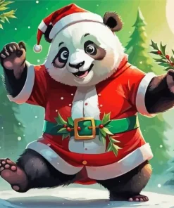 Christmas Santa Panda Diamond Painting