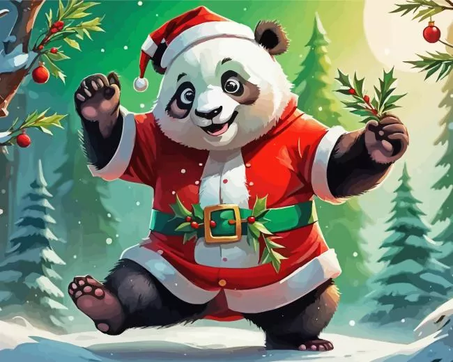Christmas Santa Panda Diamond Paintings Christmas Santa Panda Diamond Painting