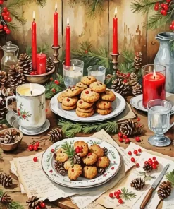 Christmas Cookies And Candles Diamond Painting