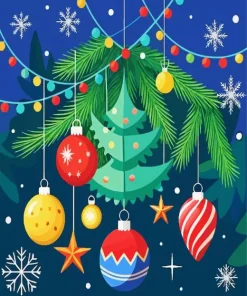 Illustration Christmas Bulbs Diamond Painting