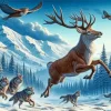 Wolves Chasing Deer Diamond Painting