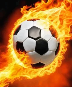 Aesthetic Soccer Ball Fire Art Diamond Painting
