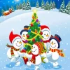 Cartoon Christmas Snowman Family Diamond Painting
