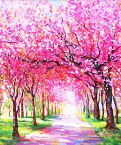 Cherry Blossom Landscape Art Diamond Painting