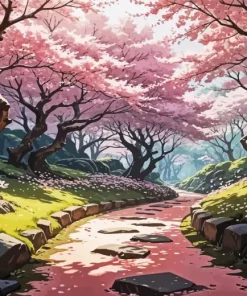 Cherry Blossom Path Diamond Painting