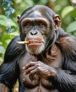 Chimpanzee Smoking Diamond Painting