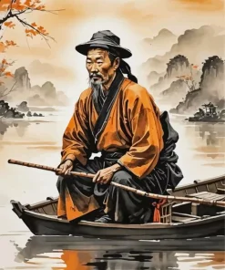 Chinese Fisherman Art Diamond Painting