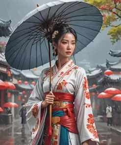 Chinese Girl With Umbrella Diamond Painting