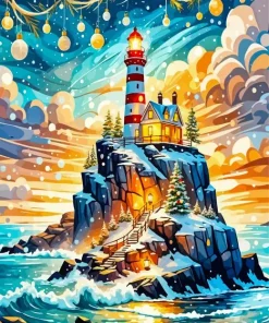 Christmas At The Lighthouse Diamond Painting