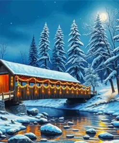 Christmas Covered Bridge Diamond Painting