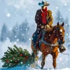 Christmas Cowboy Art Diamond Painting