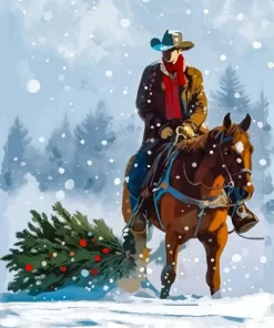 Christmas Cowboy Art Diamond Painting