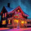 Christmas House At Night Diamond Painting