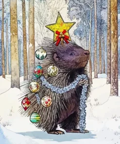 Christmas Porcupine Art Diamond Painting