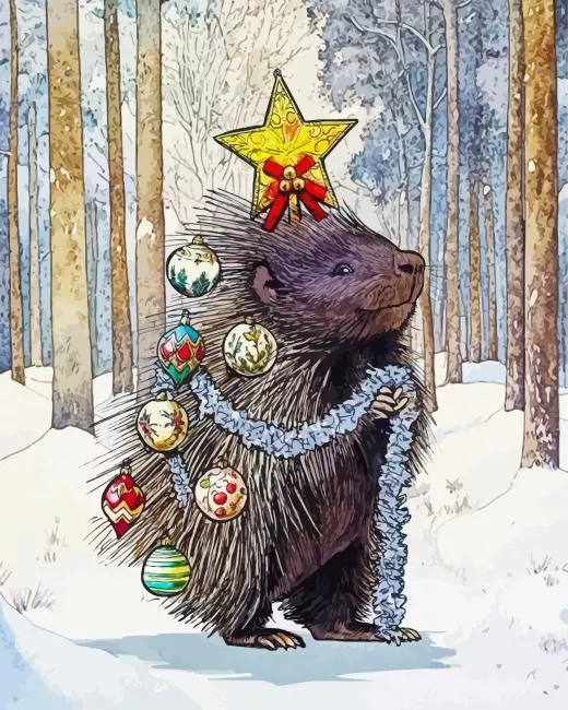 christmas porcupine art Diamond Dotz Christmas Porcupine Art Diamond Painting
