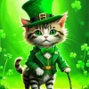 Cute St Patricks Day Cat Diamond Painting