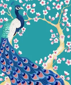 Peacock And Cherry Blossom Diamond Painting