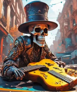 Skull Guitarist Diamond Painting