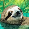 Sloth Swimming Diamond Painting