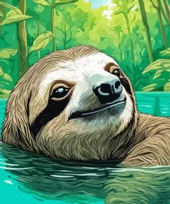 Sloth Swimming Diamond Painting