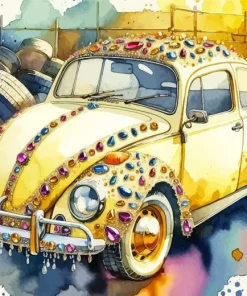 Small Yellow Car Diamond Painting