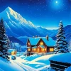 Snow Night Landscape Art Diamond Painting