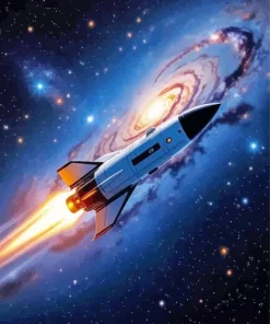 Space With Rocket Ship Diamond Painting