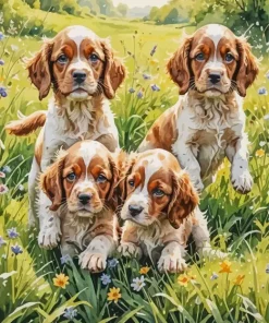 Spaniel Puppys Art Diamond Painting